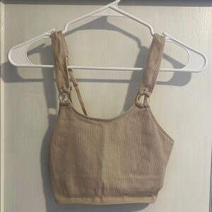 Aerie Ribbed Tan Crop Top